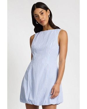Onia Fitted Boatneck Bubble Mini Dress - Blue
