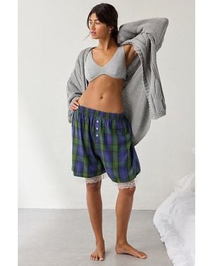 Out From Under Your Dreams Lace Trim Long Boxer Short - Green