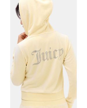 Juicy Couture Uo Exclusive Washed Butter Yellow Velour Hoodie - Natural