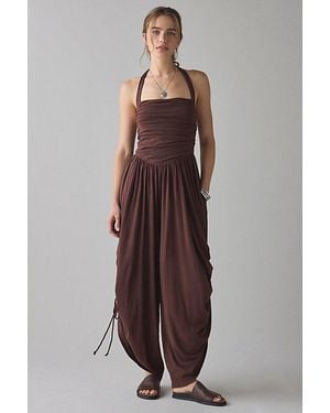 Out From Under Sunkissed Ruched Barrel Leg Jumpsuit - Brown