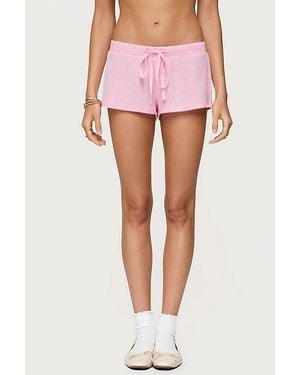 Edikted Teddy Waffle Shorts - Pink