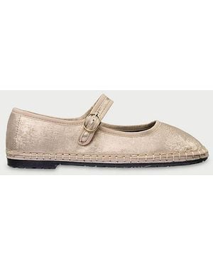Flabelus Flor Silk Mary Jane Flat - Natural