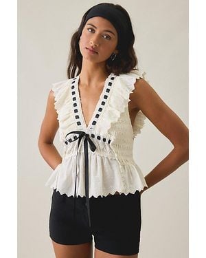 Kimchi Blue Eva Ruffle Lace Babydoll Blouse - White