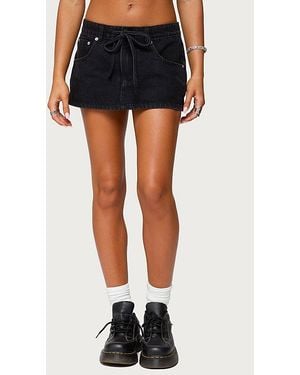 Edikted Ziggie Tie Front Denim Mini Skort - Blue