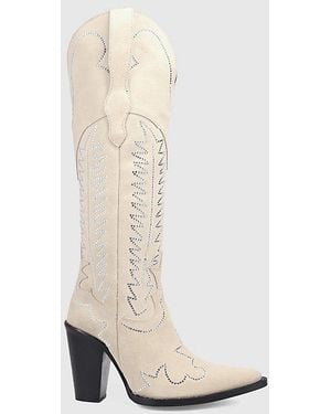 Dingo Double Take Suede Leather Cowboy Boot - White