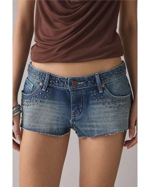 BDG Jenni Studded Denim Shorts - Blue