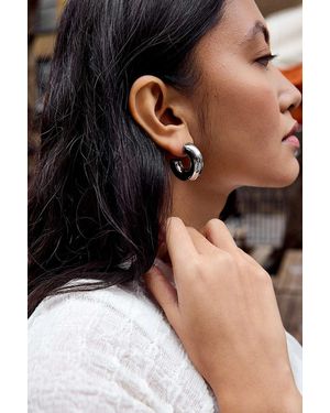 Urban Outfitters Uo Silver Chubby Hoop Earrings - Black
