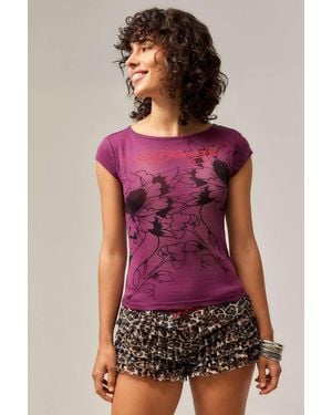 Ed Hardy Uo Exclusive Diamond Rose Baby T-shirt - Purple