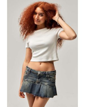 BDG Kara Denim Mini Kilt - Grey