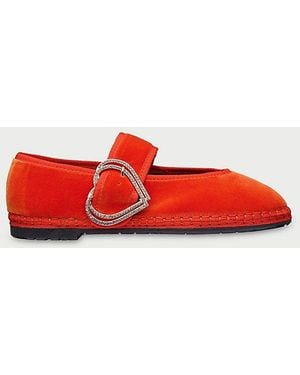 Flabelus Velvet Sophie Love Mary Jane Shoe - Red