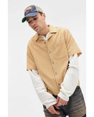 BDG Yellow Short Sleeve Check Shirt - White