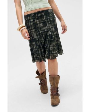 Urban Outfitters Uo Joni Godet Midi Skirt - Green