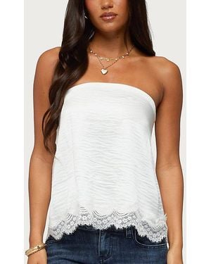 Edikted Netta Lacey Strapless Satin Effect Top - White