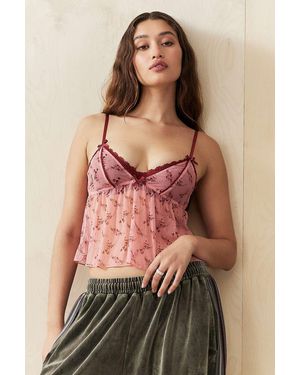 Kimchi Blue Exposed Bra Floral Cami Top - Pink