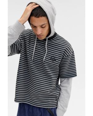 iets frans... Striped Double Layer Hoodie - Grey