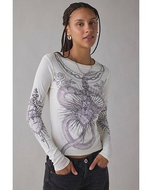 BDG Tattoo Graphic Long Sleeve Spill The Tee - Gray