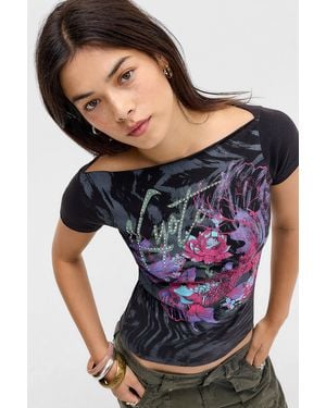 Kimchi Blue Kyoto Slash Graphic Baby Tee - Black