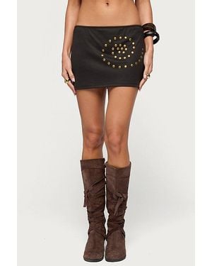 Edikted Swirl Studded Mini Skirt - Black