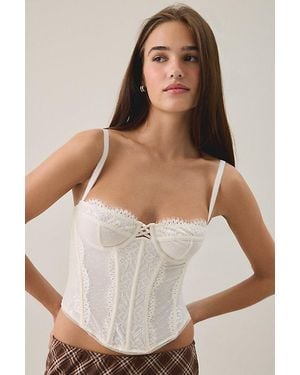 Out From Under Modern Romance Lace Trim Corset - White