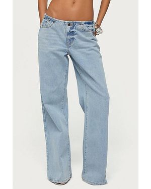 Edikted Veya No Waist Band Low Rise Baggy Jeans - Blue