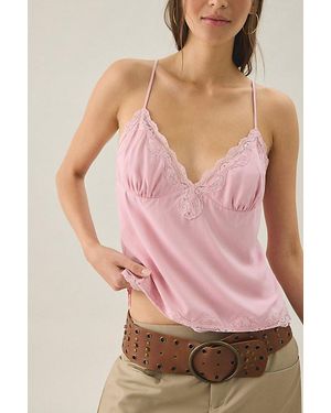 Kimchi Blue Doe Lace Trim Satin Cami - Pink
