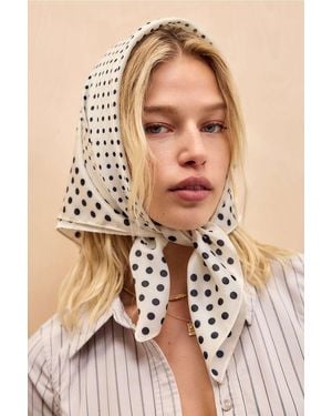 Urban Outfitters Uo Silky Warped Polka Dot Headscarf - Natural