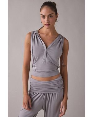 Out From Under Stormy Hooded Henley Muscle Tank Top - Gray