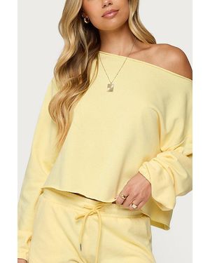 Edikted Kordelia Off Shoulder Sweatshirt - Yellow