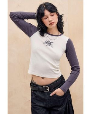 Urban Outfitters Uo Spoil Me Raglan Long Sleeve T-shirt - Blue