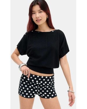 Out From Under Bec Foldover Shorts S At Urban Outfitters - Black