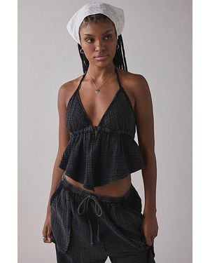 Out From Under Ocean Air Gauze Halter Babydoll Cami - Black