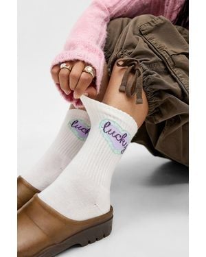 Out From Under Lucky Girl Socks - White