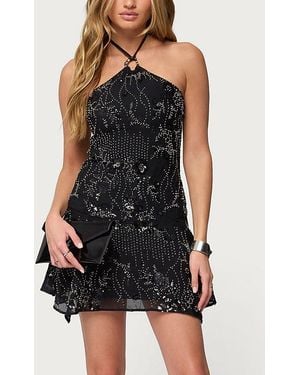 Edikted Adria Bead & Sequin Mini Dress - Black