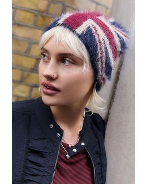 Urban Outfitters Uo Brushed Flag Beanie At - Blue
