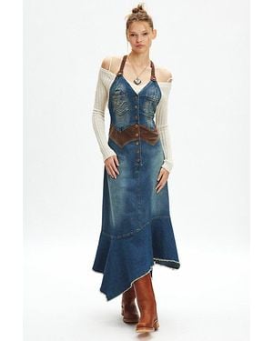 Ecote Ayanna Drop Waist Denim Maxi Dress - Blue
