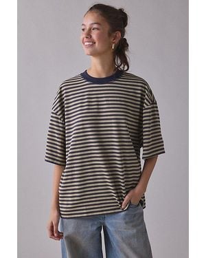 Lioness Bloom Stripe Oversized Short Sleeve Tee - Gray