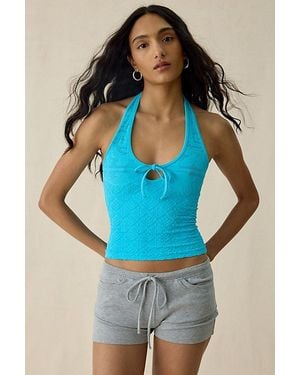 Out From Under Lue Jacquard Seamless Knit Halter Top - Blue
