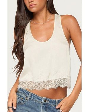 Edikted Onie Lacey Satin Effect Tank Top - White