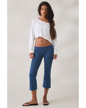 Out From Under Bec Cropped Foldover Kick Flare Pants - Blue