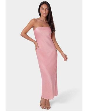Bebe Crushed Satin Strapless Maxi Dress - Pink