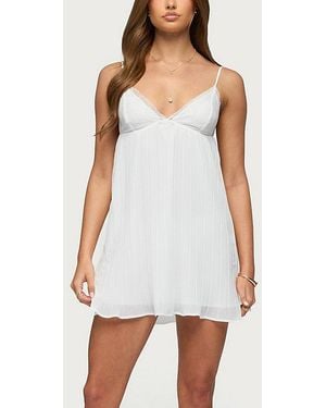 Edikted Lacey Pleated Chiffon Mini Dress - White