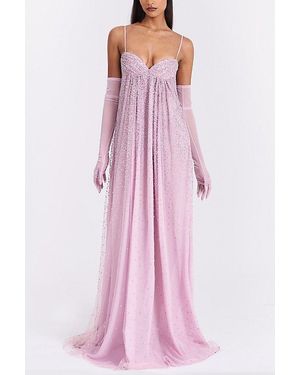 Miss Circle Wallie Strappy Rhinestone Embellished Maxi Dress - Pink