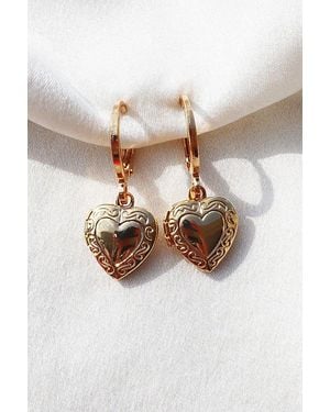 GILI Jewels Nostalgia Heart Locket Earrings - White