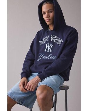 Pro Standard Uo Exclusive Mlb Team Logo Notched Collar Hoodie Sweatshirt - Blue