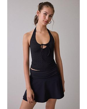 Out From Under Lue Jacquard Seamless Knit Halter Top - Black