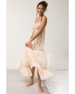Out From Under Swept Away Split-Front Flyaway Sheer Chiffon Slip - Natural