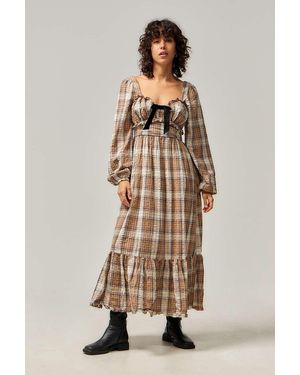 Kimchi Blue Wanda Check Midi Dress - Natural