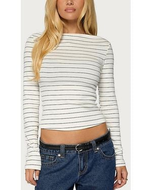 Edikted Tamarya Striped Long Sleeve Top - Grey