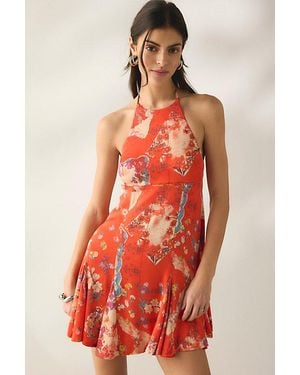 Kimchi Blue Short Story High Neck Halter Mini Dress - Red