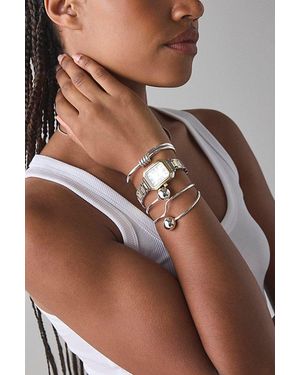 Urban Outfitters Mixed Metal Rectangle Watch - Brown